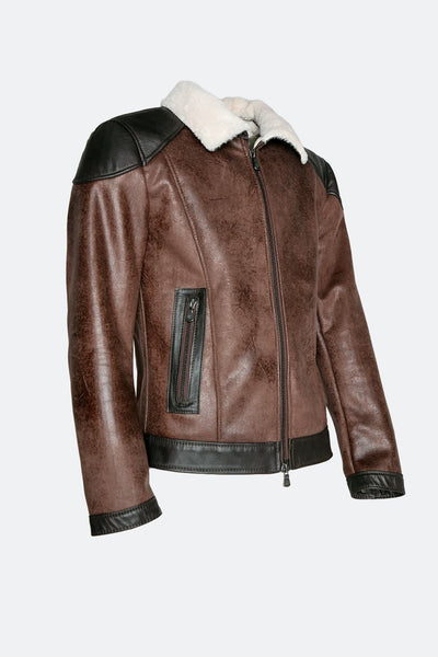 Elton Shearling Style Collar Dark Brown