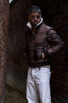 Aviator Shearling Style Dark Brown man Barone firenze - 1