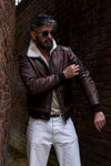 Aviator Shearling Style Dark Brown man Barone firenze - 5