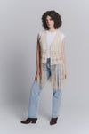 Beige Embroidered Vest woman Barone firenze - 2