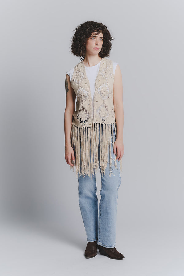 Gilet Macramè Beige woman Barone firenze