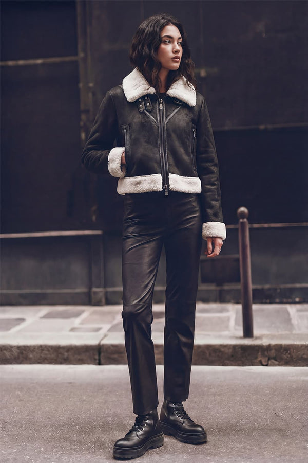 Ginevra Black Shearling Style  donna Barone firenze