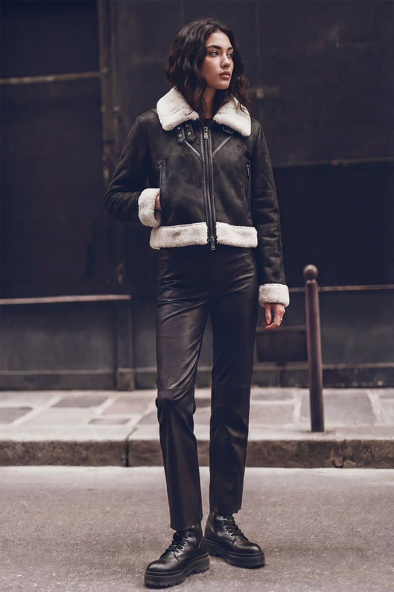 Ginevra Black Shearling Style  woman Barone firenze - 1