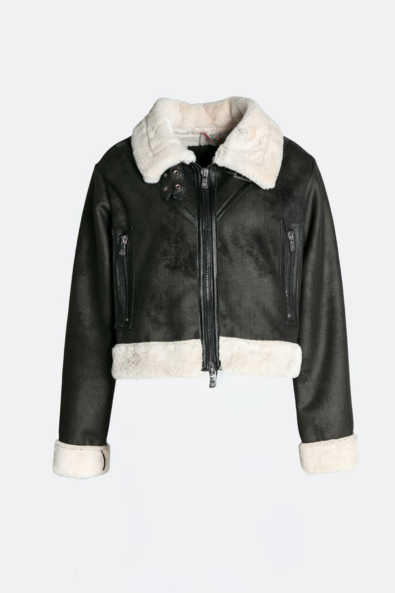 Ginevra Black Shearling Style  woman Barone firenze - 2