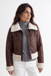 Ginevra Shearling Style Jacket Dark Brown woman Barone firenze - 1