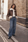 Ginevra Shearling Style Jacket Dark Brown woman Barone firenze - 5