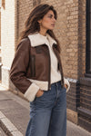 Ginevra Shearling Style Jacket Dark Brown woman Barone firenze - 3