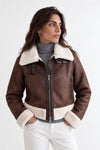 Veste Ginevra Shearling Style Marron Foncé woman Barone firenze - 5
