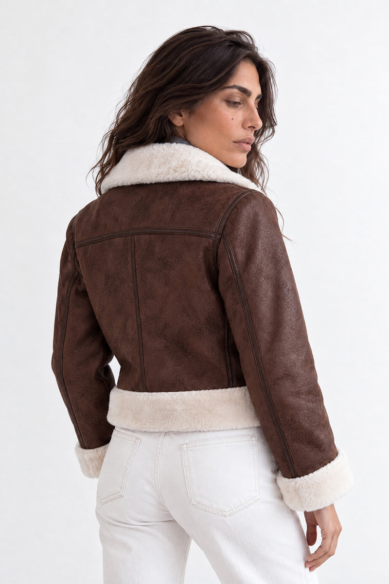 Veste Ginevra Shearling Style Marron Foncé woman Barone firenze - 12
