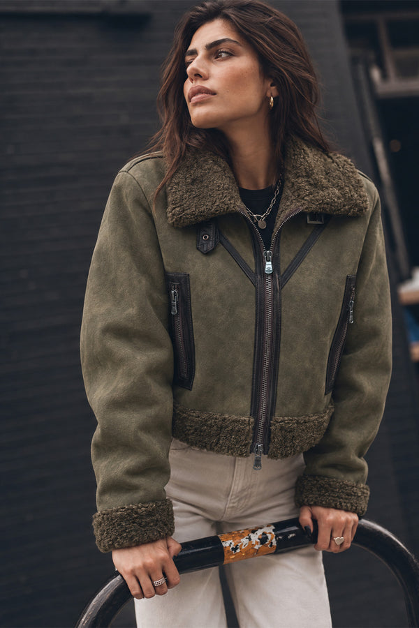 Ginevra Shearling Style Verde woman Barone firenze