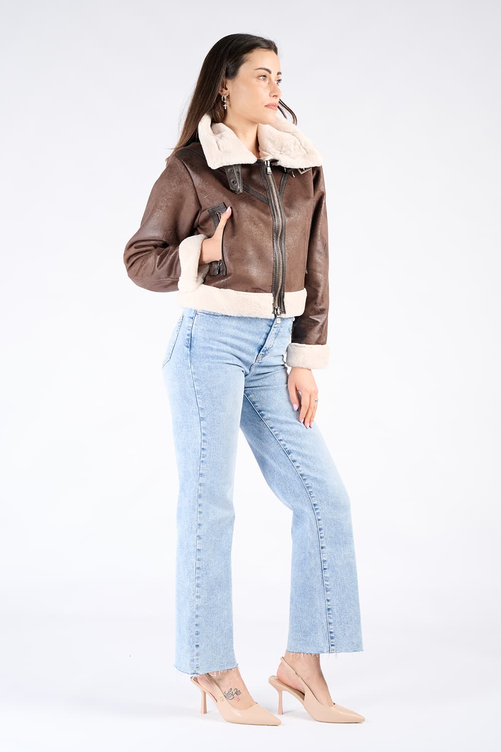 Ginevra Dark Brown Shearling Style donna Barone firenze - 4