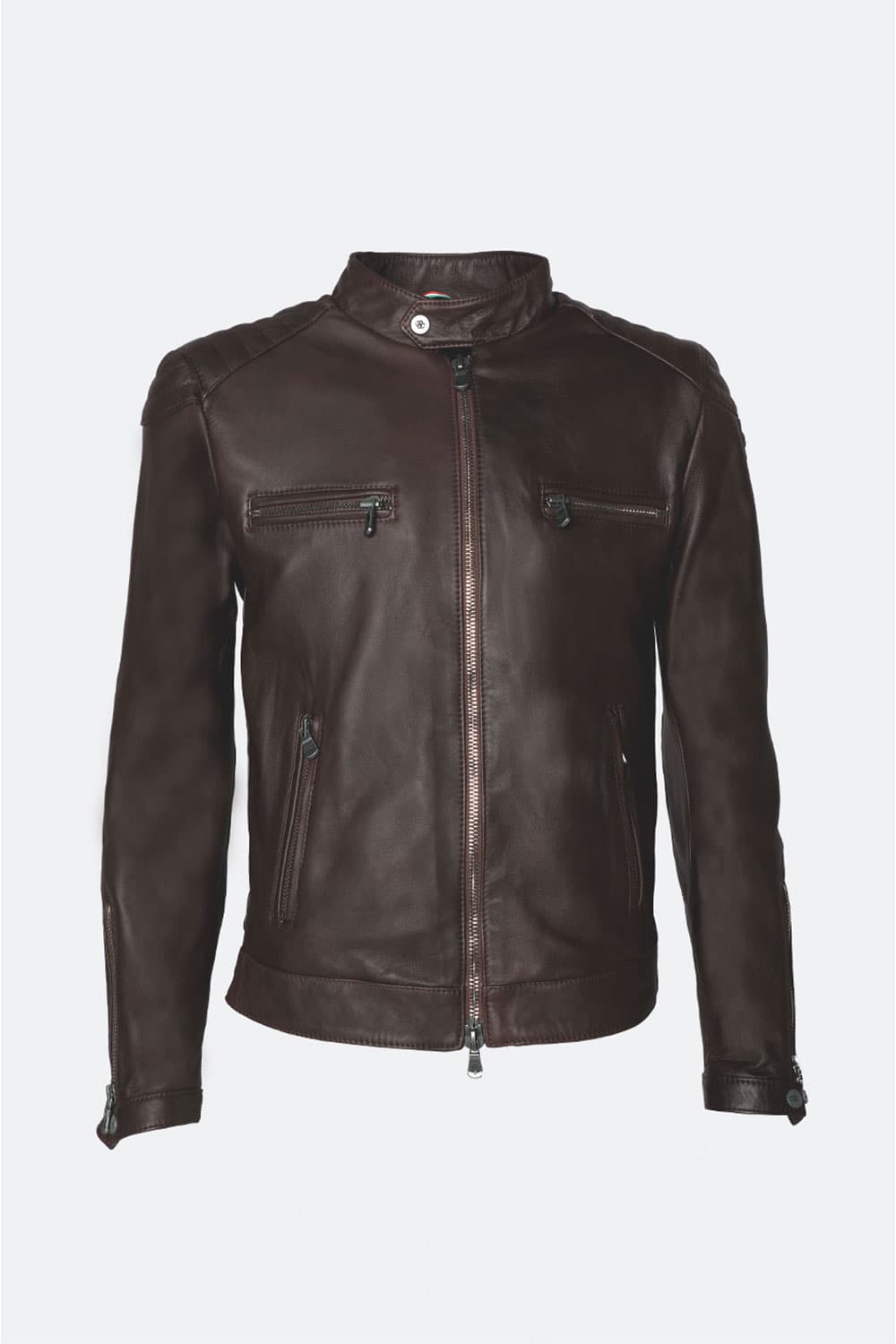 Michele Leather Jacket with Stitching man Barone firenze - 2