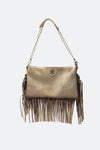 Opéra Suede Taupe Fringed Bag woman Barone firenze - 1