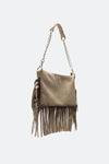 Opéra Suede Taupe Fringed Bag woman Barone firenze - 2