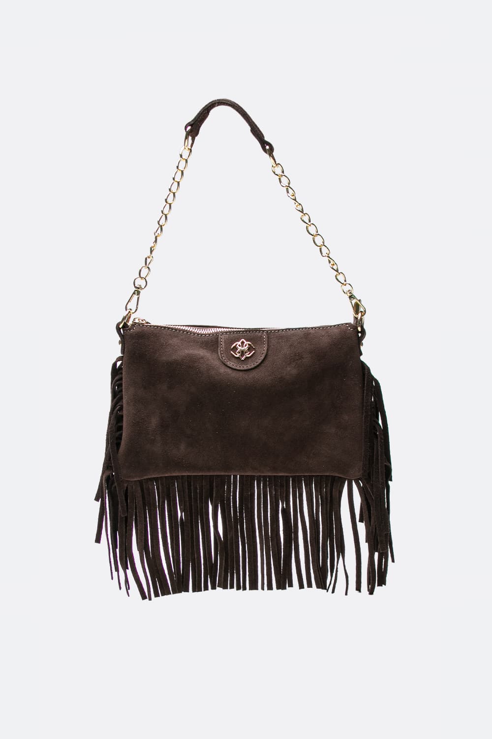 Opéra Suede Dark Brown Fringed Bag donna Barone firenze - 1