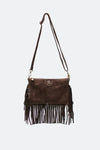 Opéra Suede Dark Brown Fringed Bag donna Barone firenze - 4
