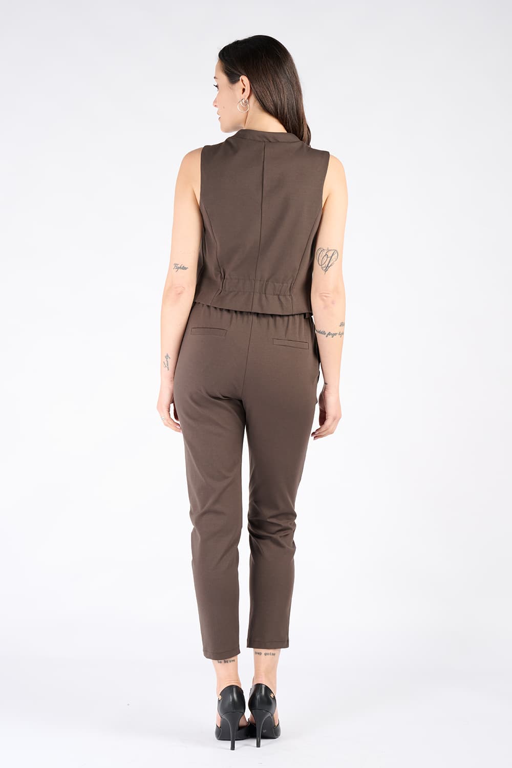 Shine Trousers Dark Brown woman Barone firenze - 3