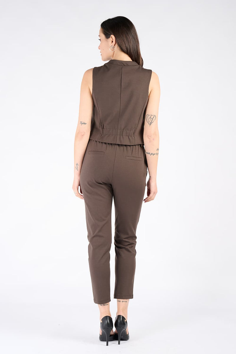 Shine Trousers Dark Brown woman Barone firenze - 3