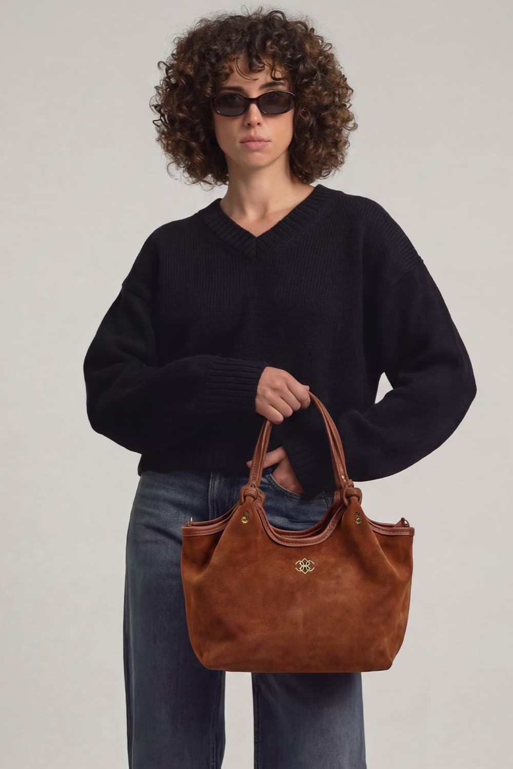 Pienza camoscio borsa 100% vera pelle Made in Italy - Barone Firenze