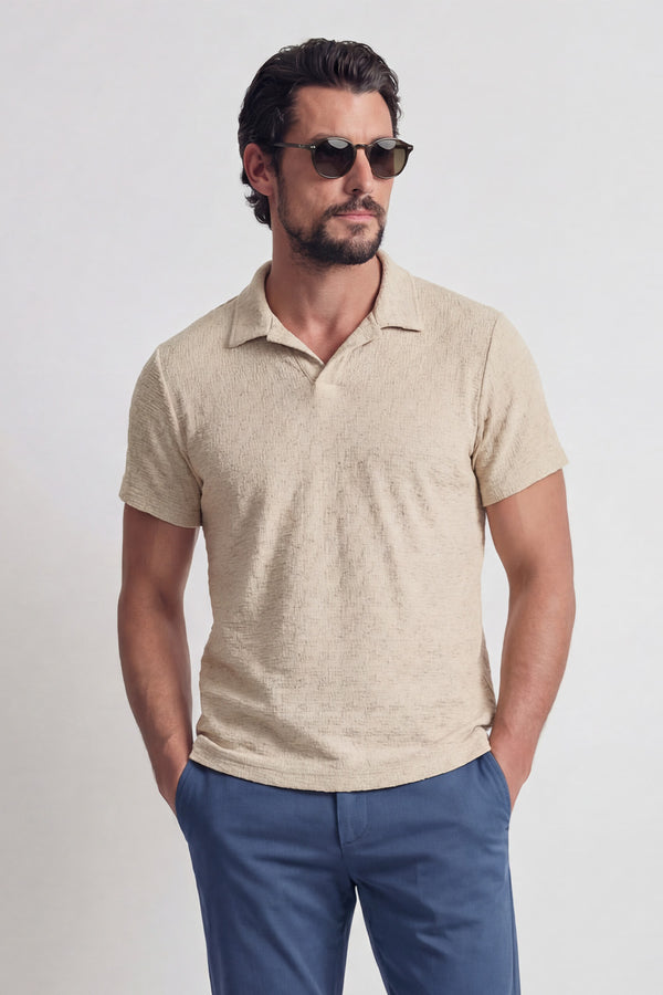 Men's Beige Polo Shirt man Barone firenze