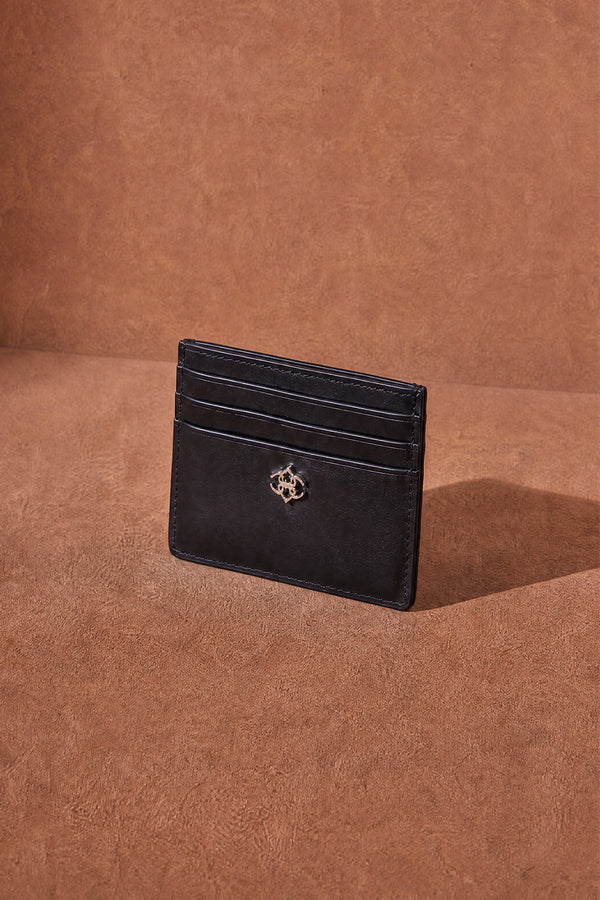 Pocket Card Holder Black unisex Barone firenze
