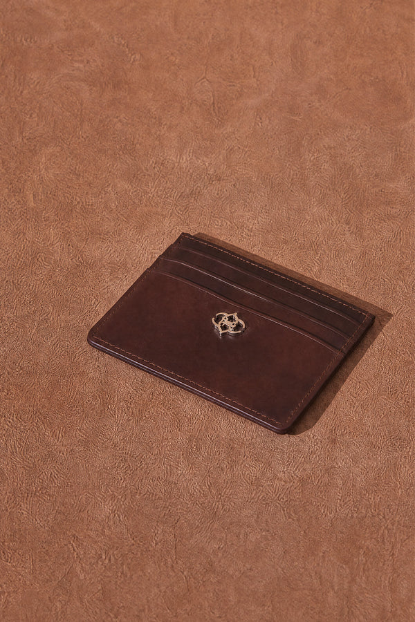 Pocket Card Holder Dark Brown unisex Barone firenze