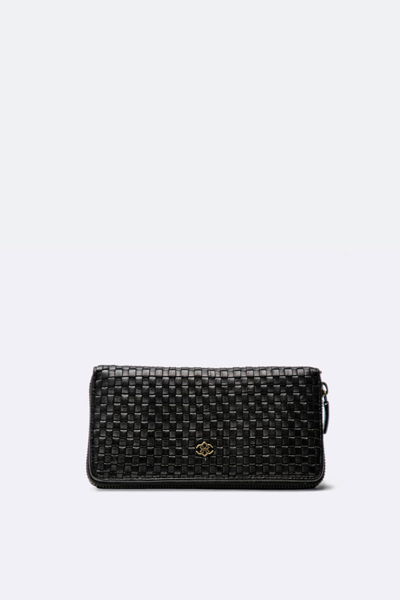 Large Woven Wallet in Black unisex Barone firenze - 1