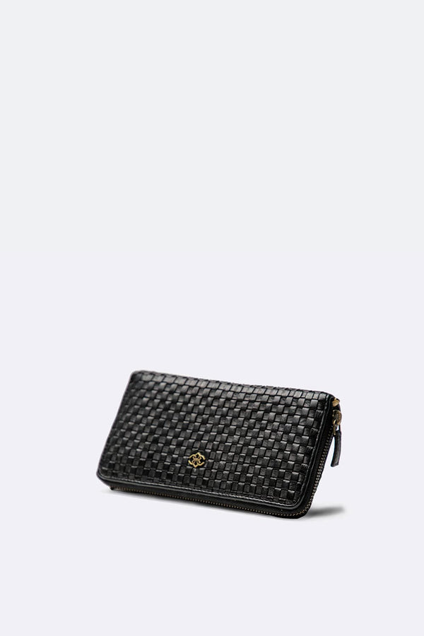 Large Woven Wallet in Black unisex Barone firenze