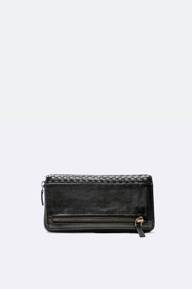 Large Woven Wallet in Black unisex Barone firenze - 3