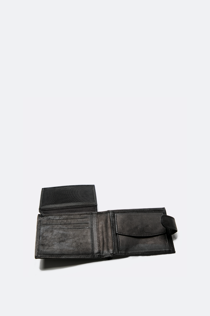 Oiled Wallet Black with Button   Barone firenze - 2