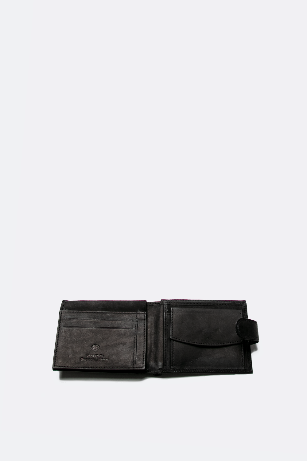 Oiled Wallet Black with Button   Barone firenze - 3
