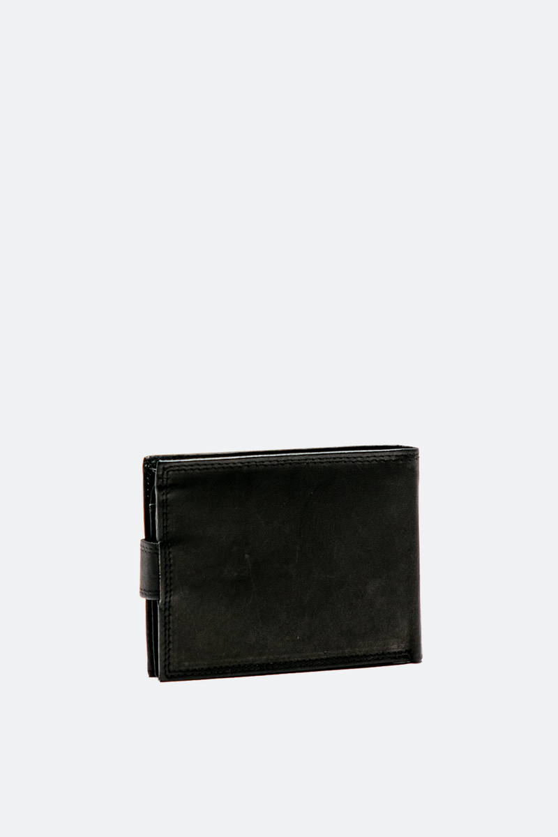 Oiled Wallet Black with Button   Barone firenze - 4