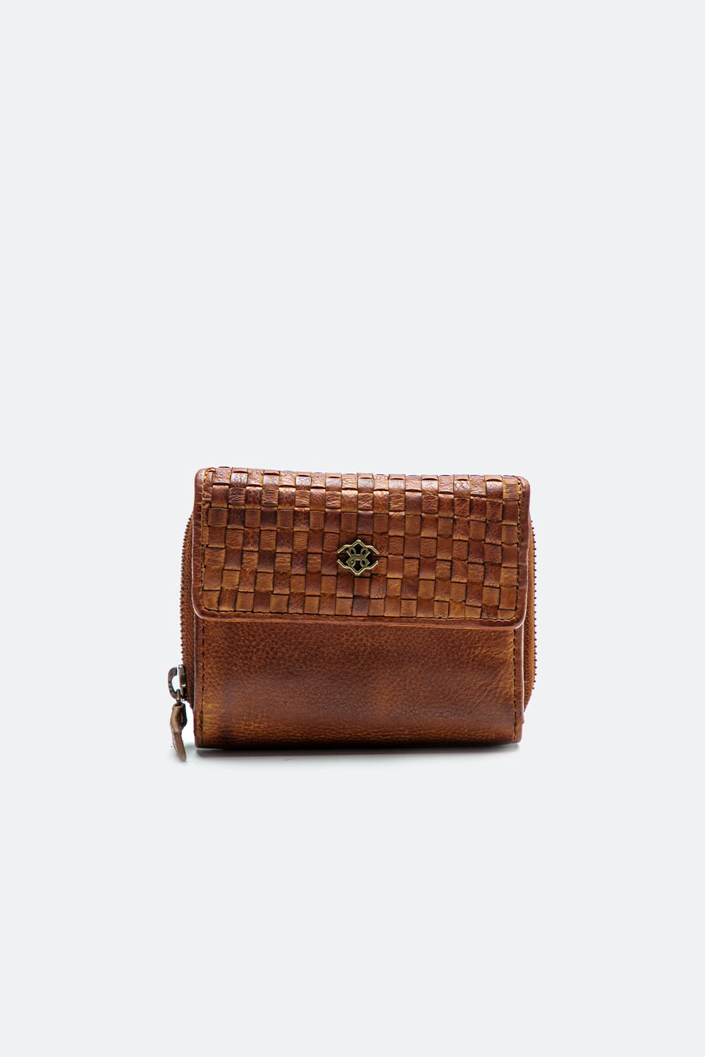 Portafoglio Intreccio Bottone e Liscio Cuoio unisex Barone firenze - 1