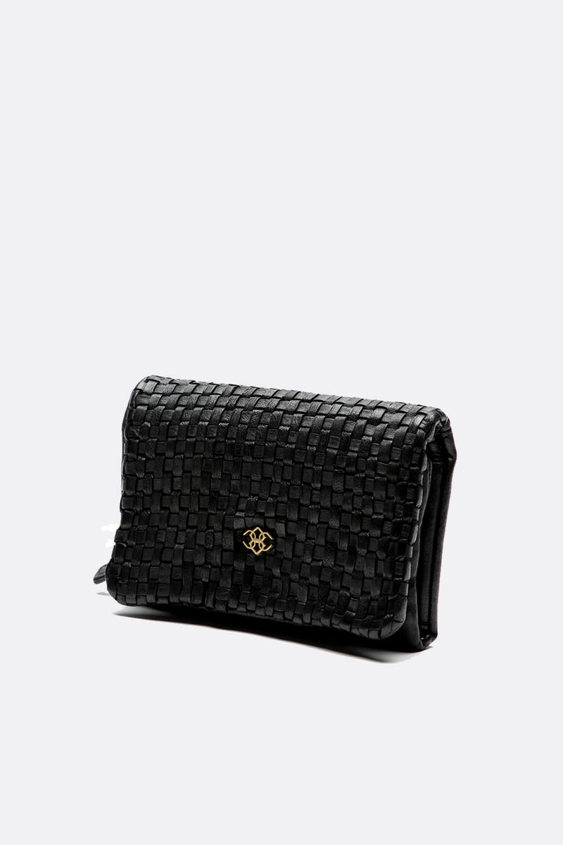 Medium Black Intreccio Wallet unisex Barone firenze - 3