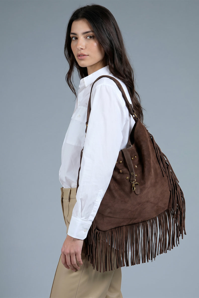 Prato Suede in Leather Dark Brown woman Barone firenze - 6