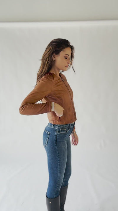 Irene Corto Gold Vintage giacca donna 100% vera pelle Made in Italy - Barone Firenze