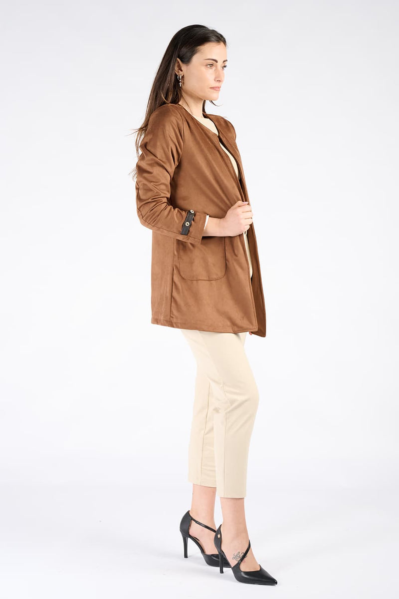 Alcantara Duster Coat in Tan woman Barone firenze - 3
