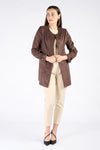 Alcantara Duster Coat in Dark Brown woman Barone firenze - 2