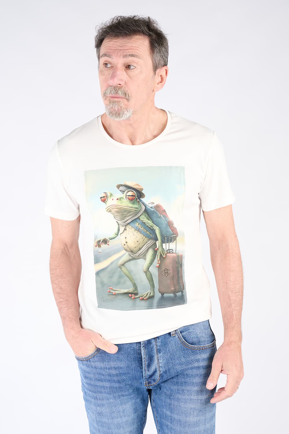 Men's Frog Print T-Shirt uomo Barone firenze - 1