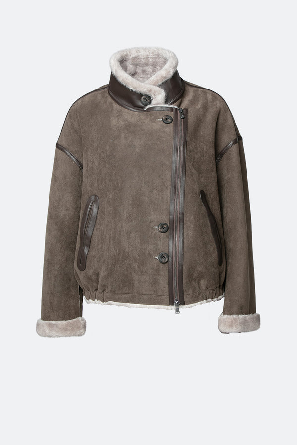 Viktoria Shearling Style Verde/Grigio woman Barone firenze