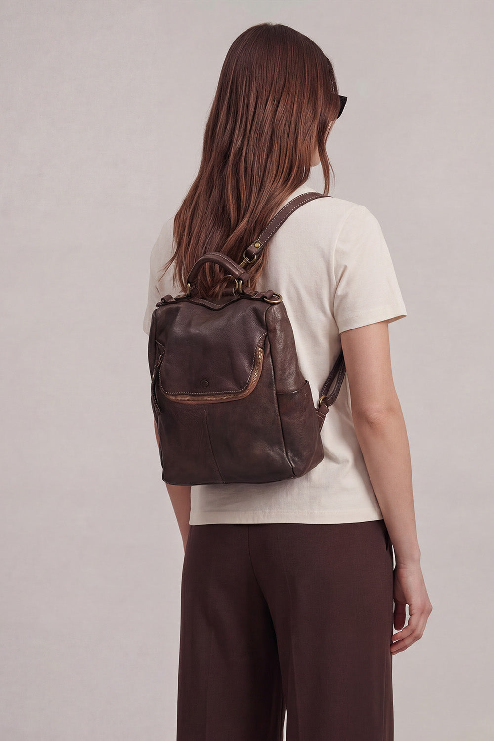 Arezzo Dark Brown Backpack unisex Barone firenze - 4