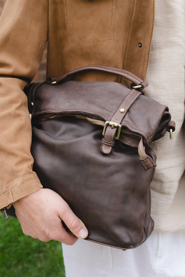 BRN - 050 Backpack in Dark Brown unisex Barone firenze