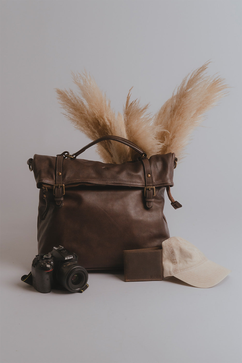BRN - 050 Backpack in Dark Brown unisex Barone firenze - 7