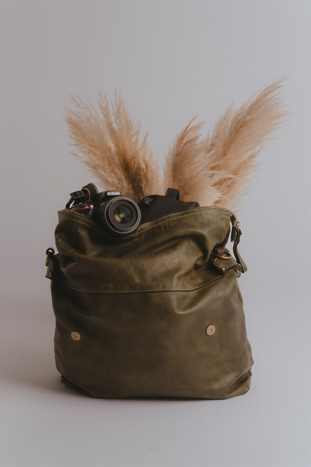 Brn 050 Green Backpack unisex Barone firenze - 3