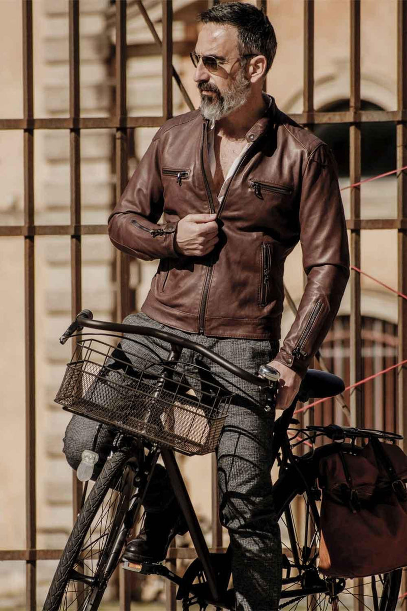 Michele Leather Jacket with Stitching man Barone firenze - 7