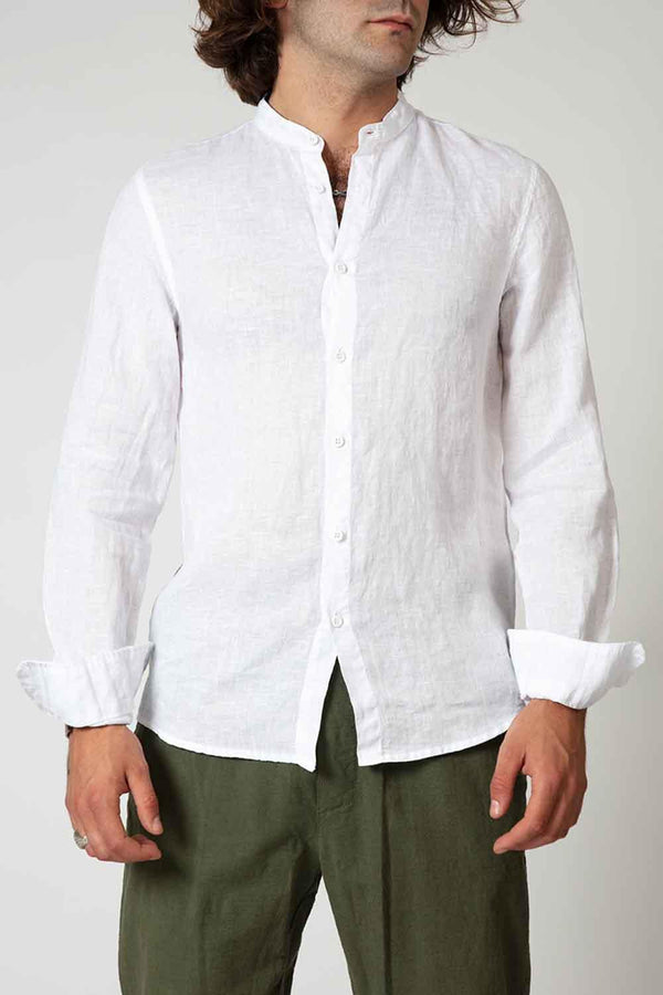 Korean Collar Linen Shirt man Barone firenze