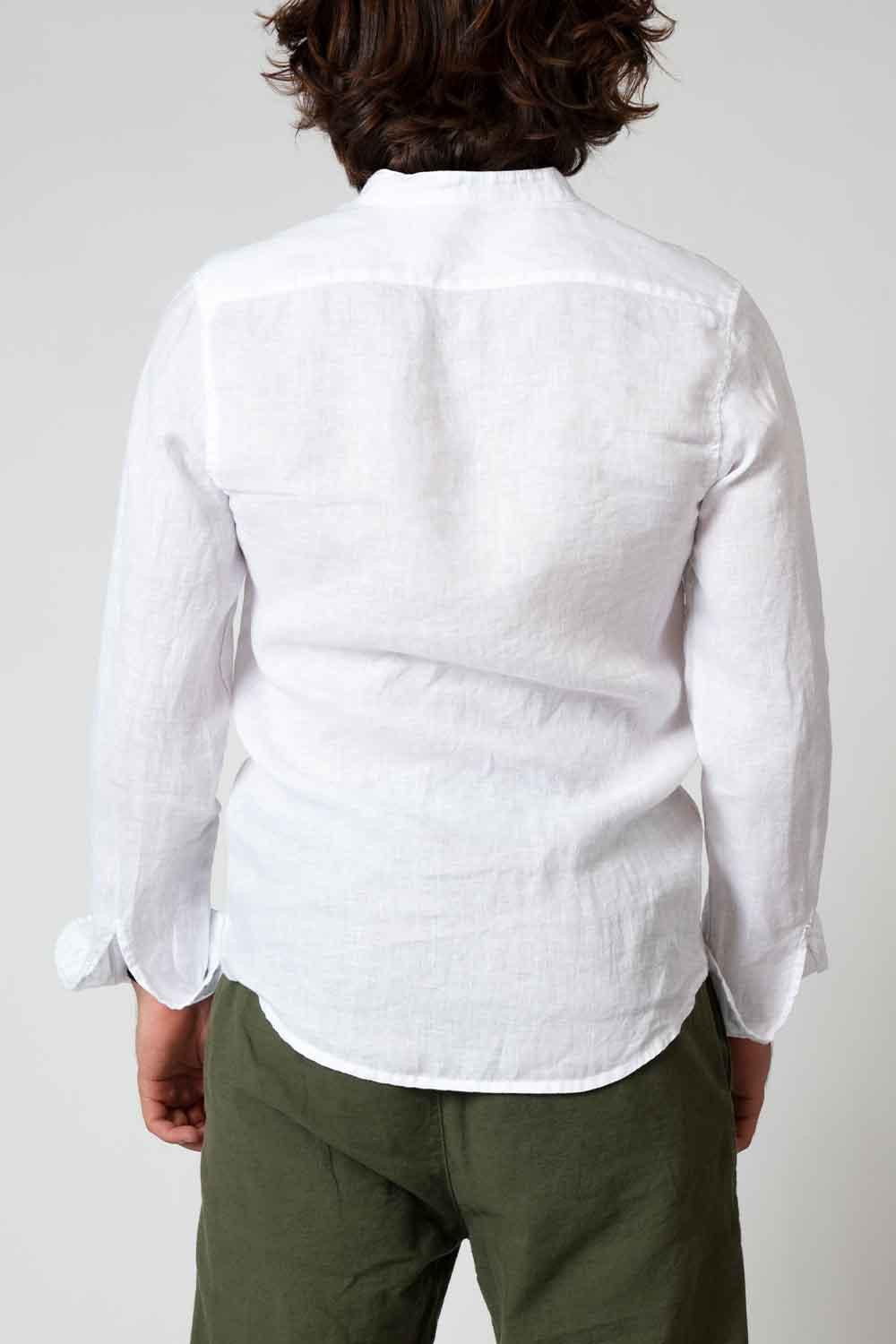 Korean Collar Linen Shirt man Barone firenze - 2