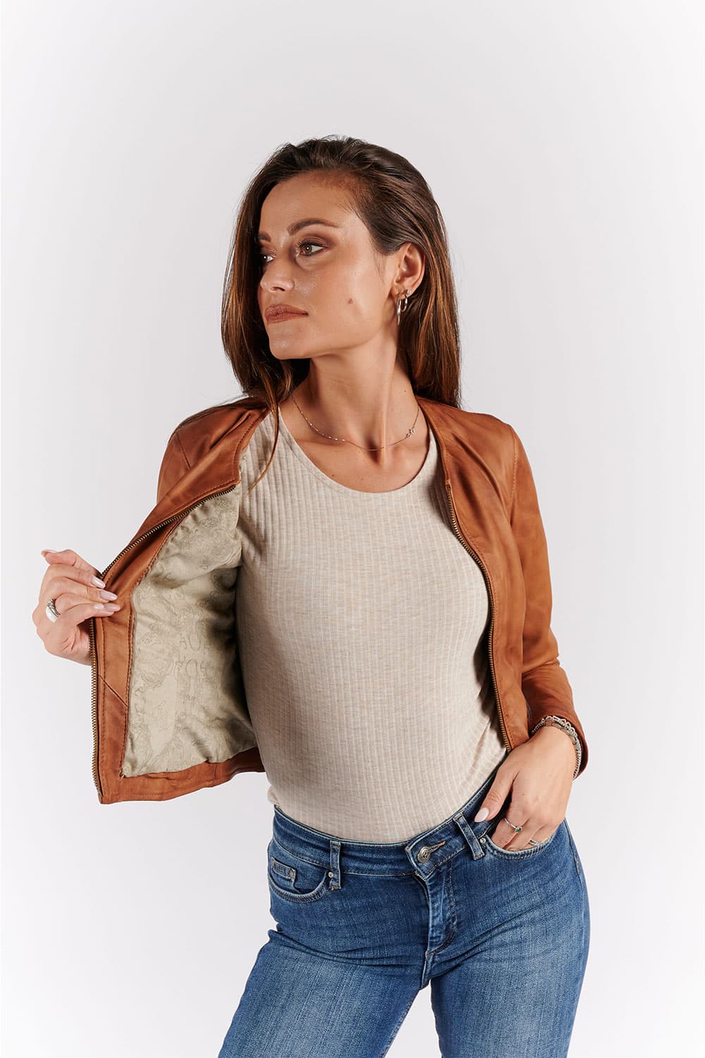 Irene Corto Gold Vintage giacca donna 100% vera pelle Made in Italy - Barone Firenze